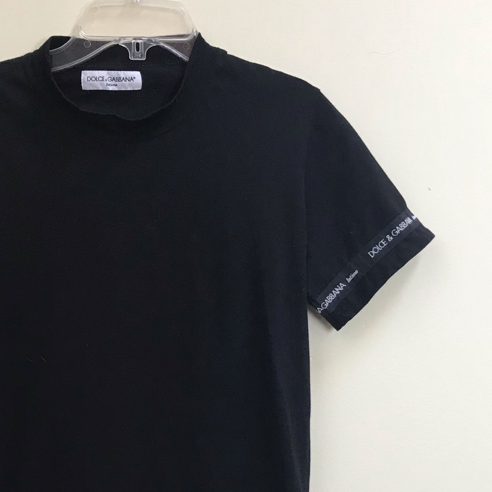 Dolce & Gabbana D&G Logo Vintage 90s L Top T Shirt Stretch Long Tunic Black Goth - Picture 15 of 16